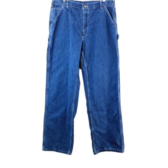 Vtg Carhartt Carpenter Jeans Mens 38x32 Gorpcore USA Made Workwear Utility Y2K - Picture 1 of 16